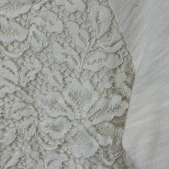 LOFT Cream Lace Front Sweater - Picture 6 of 8